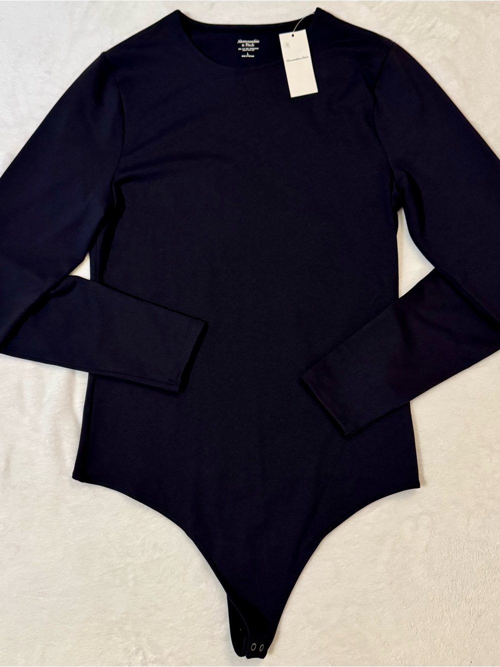 Abercrombie & Fitch Black Long-Sleeve Scoop Neck Bodysuit
